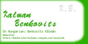 kalman benkovits business card